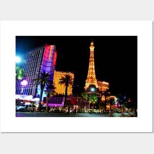 Eiffel Tower Paris and Ballys Hotel Las Vegas America Posters and Art